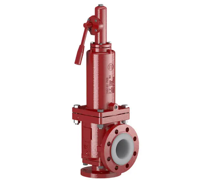 Richter KSE 3.0 PFA-lined safety valve for corrosive chemical media.